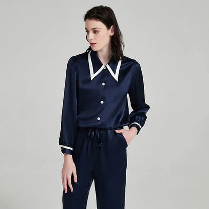Women’s Contrast Silk Pajama Set