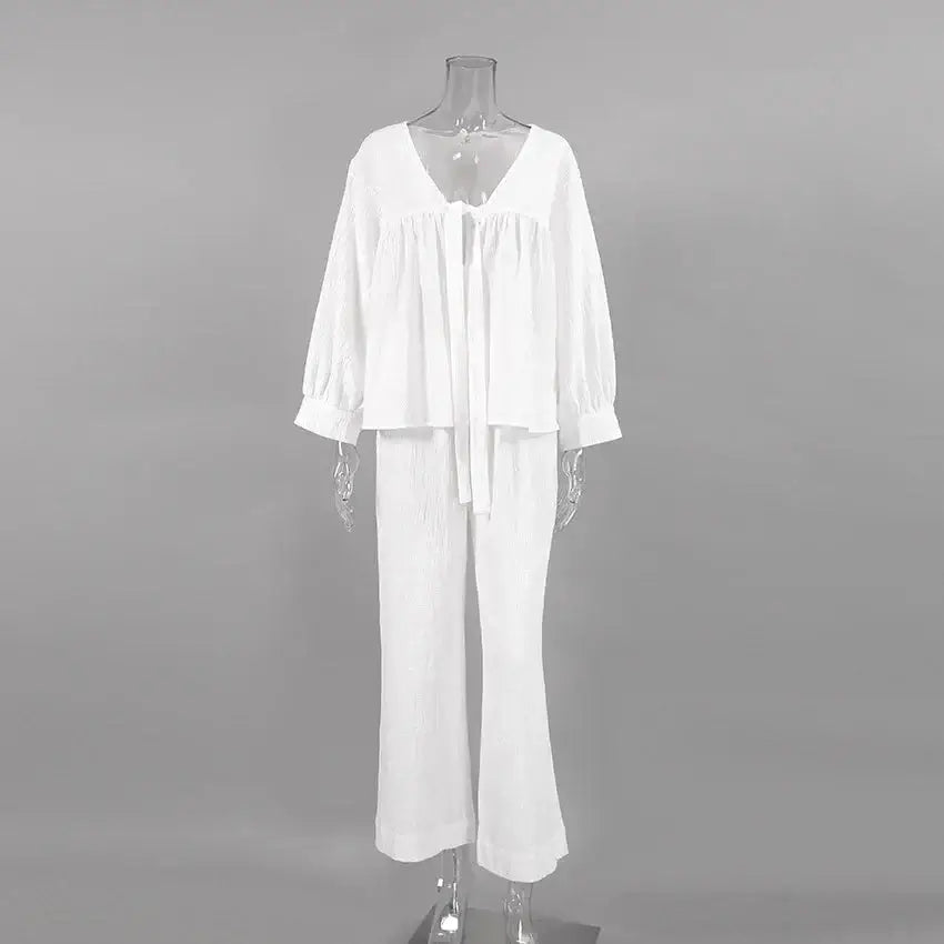 Women’s 2-Piece Cotton V-Neck Pajama Set for comfort