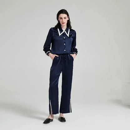 Women’s Contrast Silk Pajama Set