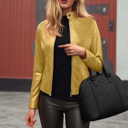 Women's Slim-Fit Faux Leather Moto Jacket