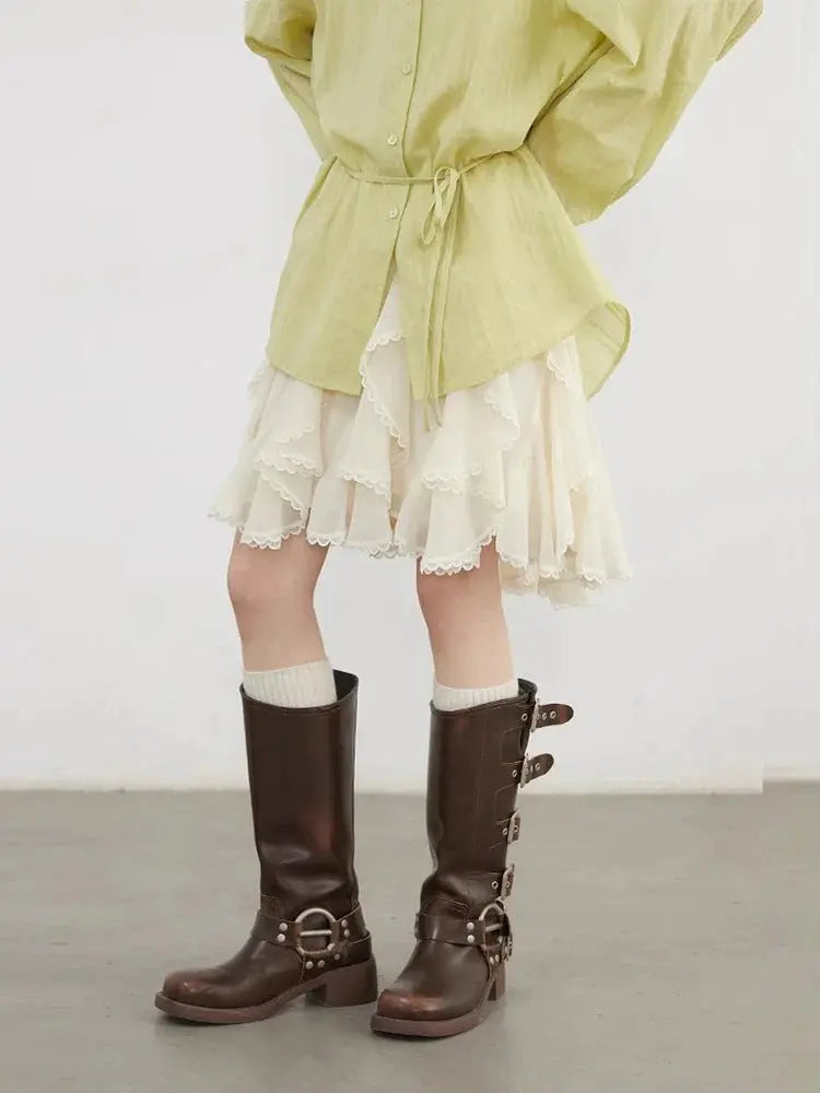 Women’s Loose High-Waist Lace Summer Skirt