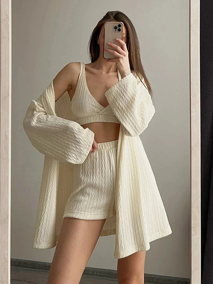 Women’s 3-Piece V-Neck Pajama Set