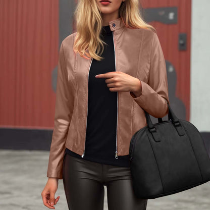 Women's Slim-Fit Faux Leather Moto Jacket