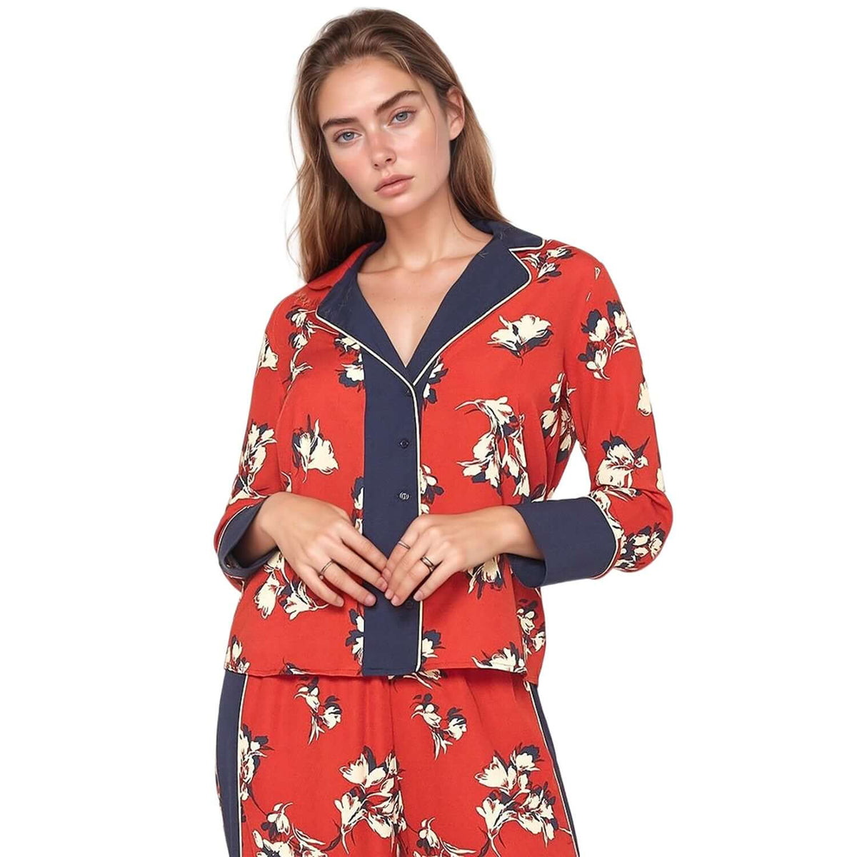 Women’s Floral Button-Front Pajama Blouse
