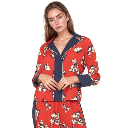 Women’s Floral Button-Front Pajama Blouse
