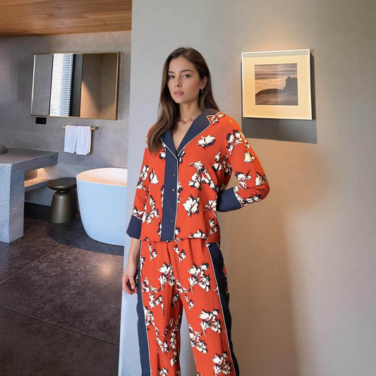 Women’s Floral Button-Front Pajama Blouse