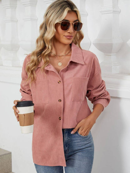 Button-Up Dropped-Shoulder Outerwear