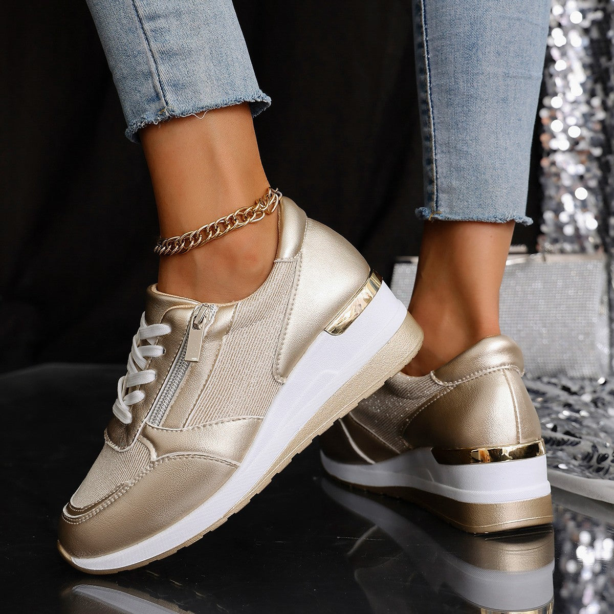 Women’s Lace-Up Side-Zip Sneakers