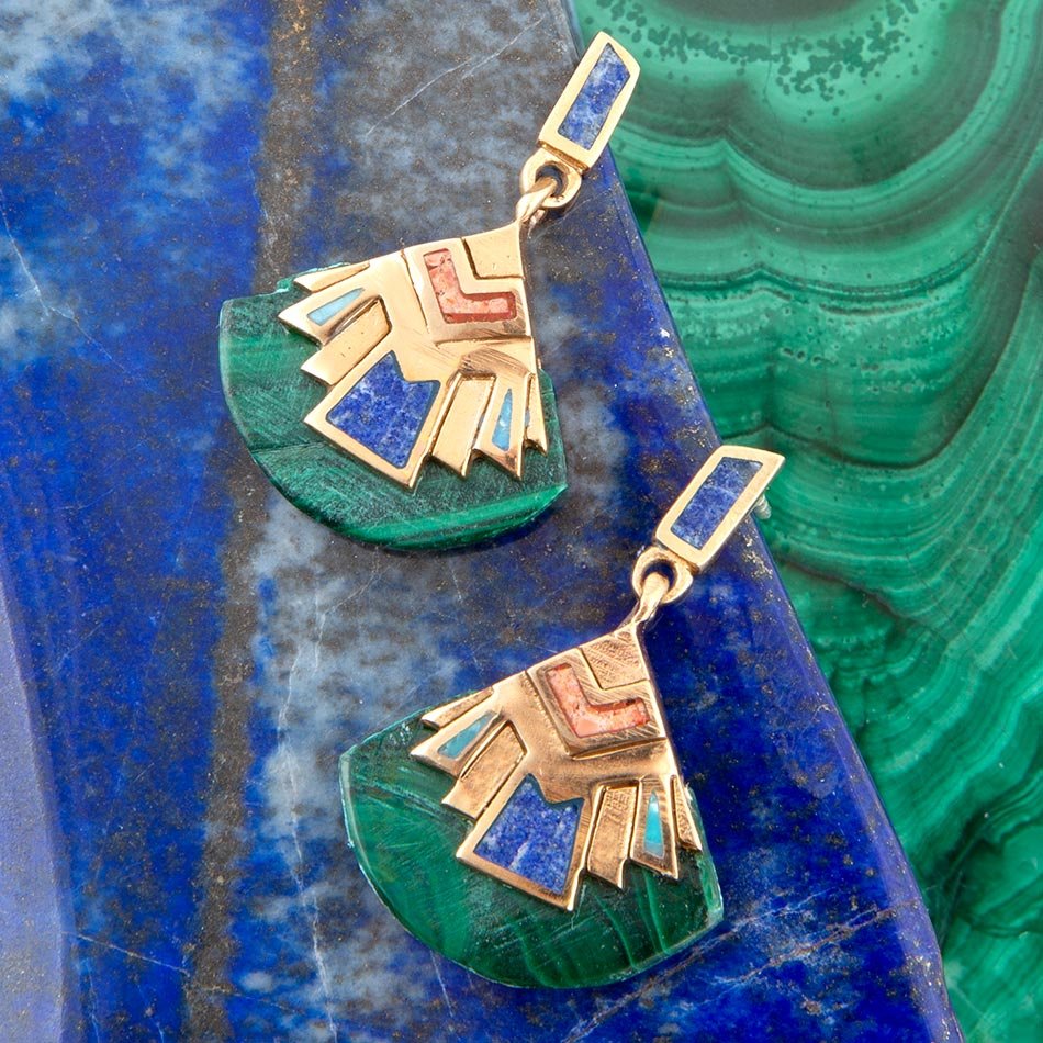 Art Deco Multicolor Stone Earrings