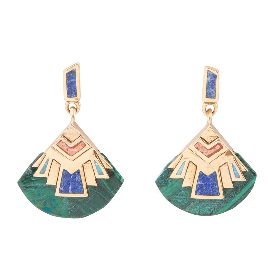 Art Deco Multicolor Stone Earrings