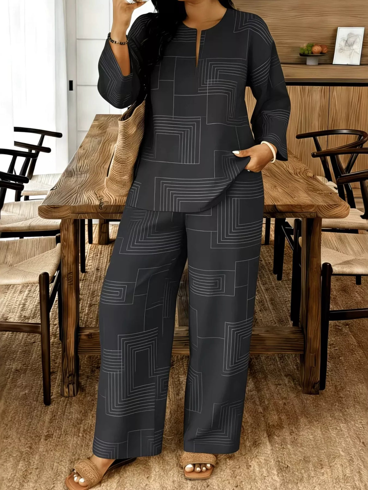 Geometric Print Two-Piece Set