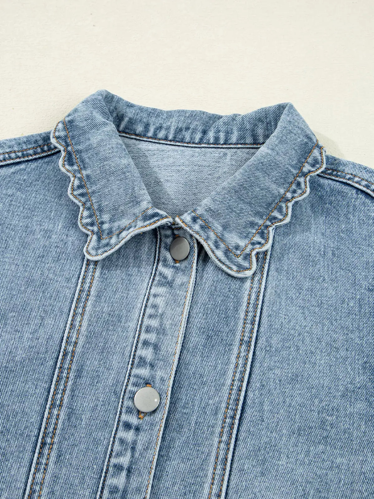 Scallop Trim Pocket Denim Jacket