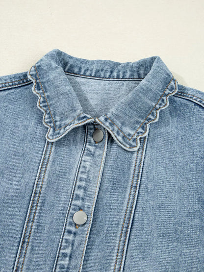 Scallop Trim Pocket Denim Jacket