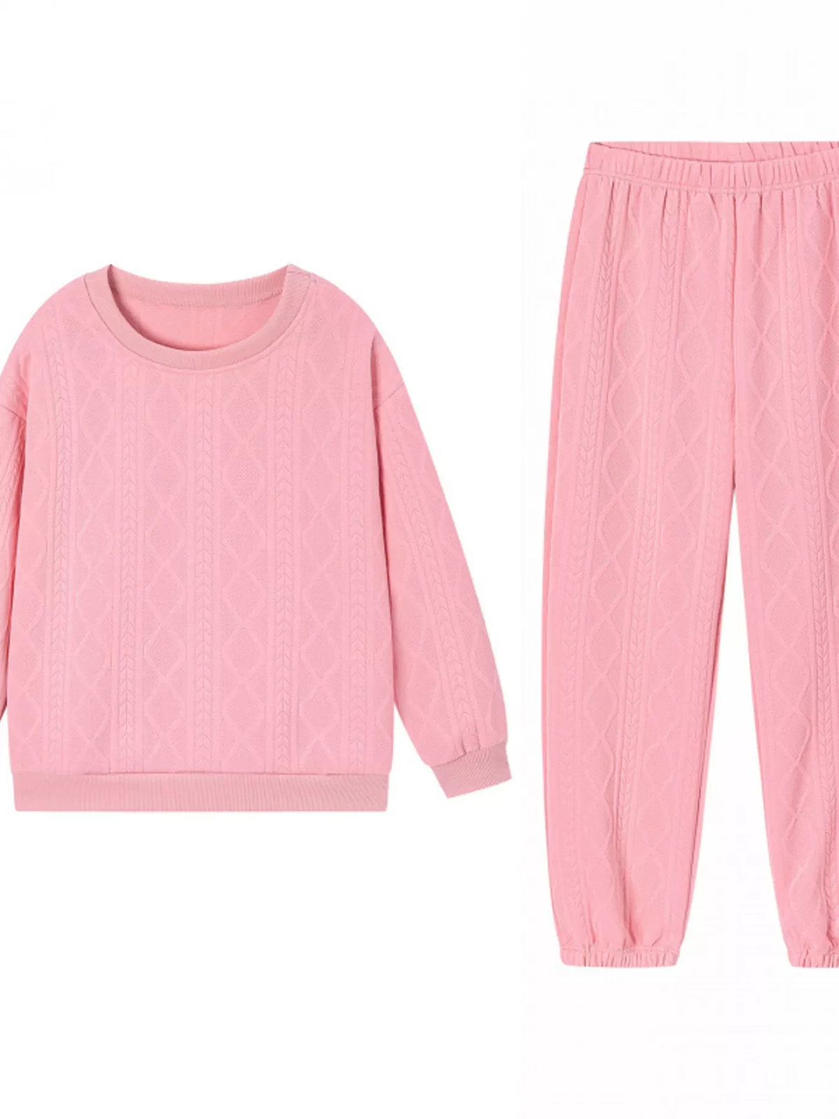 Textured Round Neck Two-Piece Set