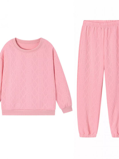 Textured Round Neck Two-Piece Set