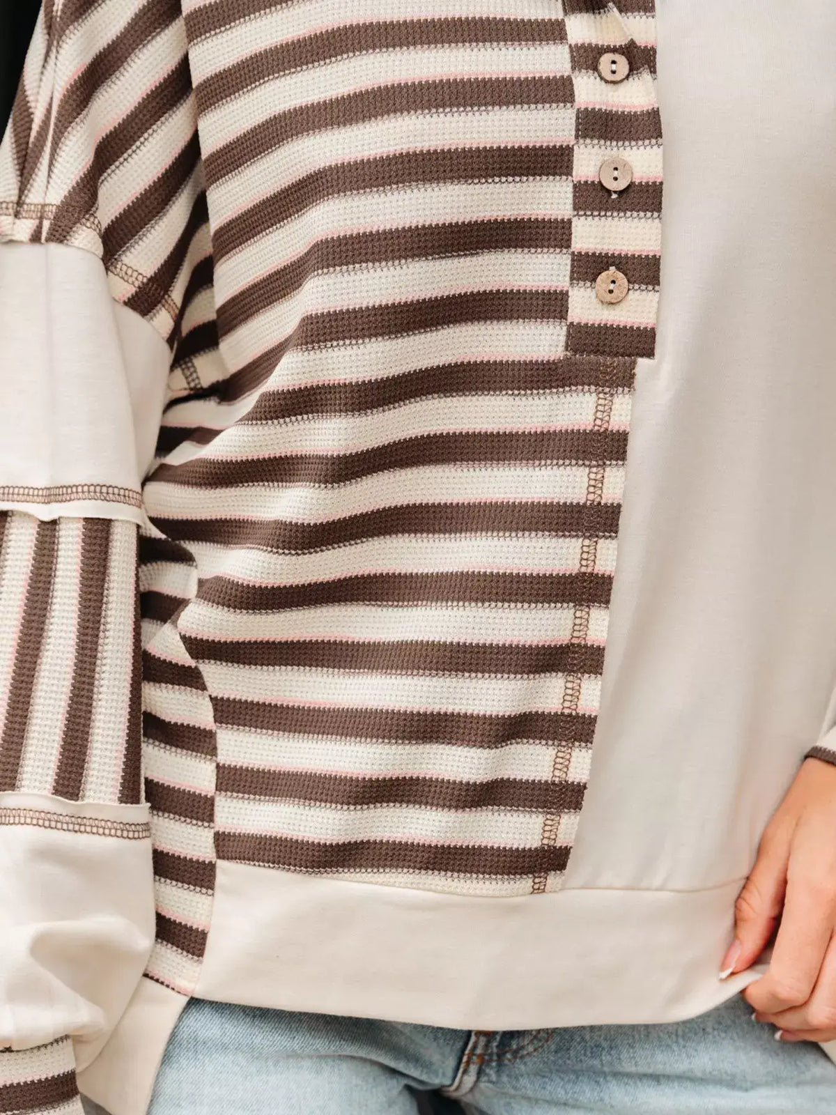 Stripe Color Block Patchwork Oversized Top