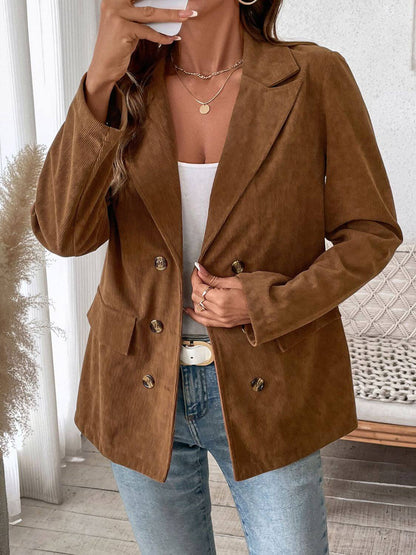 Perfee Pocket Flap Lapel Outerwear