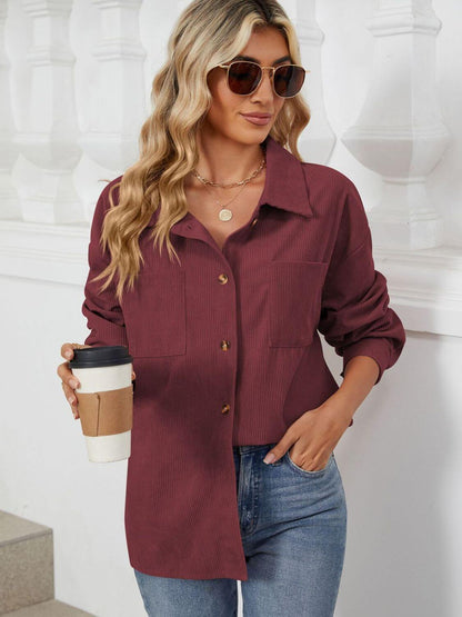 Button-Up Dropped-Shoulder Outerwear