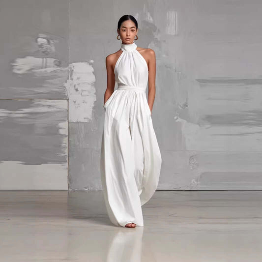 Women's Belted Pleated Jumpsuit