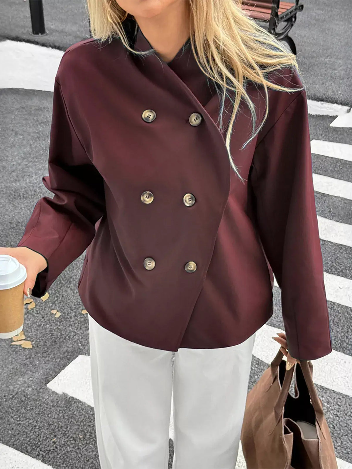Double-Breasted Long Sleeve Jacket