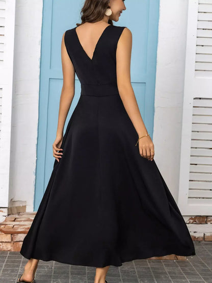 Full-Size Slit V-Neck Sleeveless Dress
