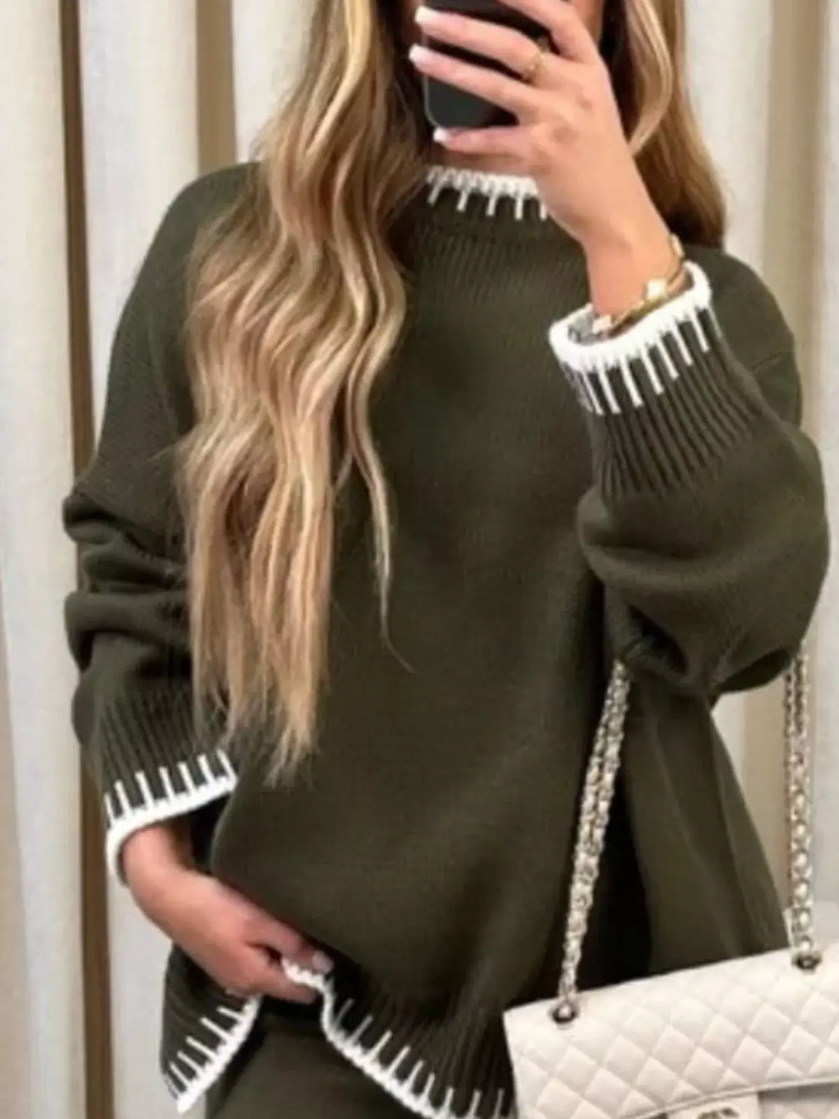 Contrast Trim Knit Two-Piece Set