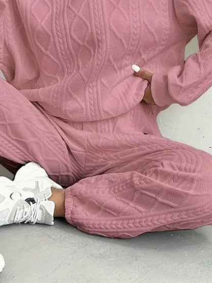 Textured Round Neck Two-Piece Set