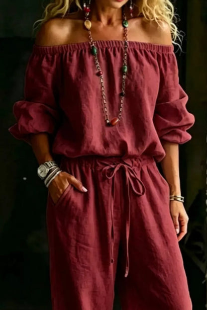 Plus Size Off-Shoulder Two-Piece Set