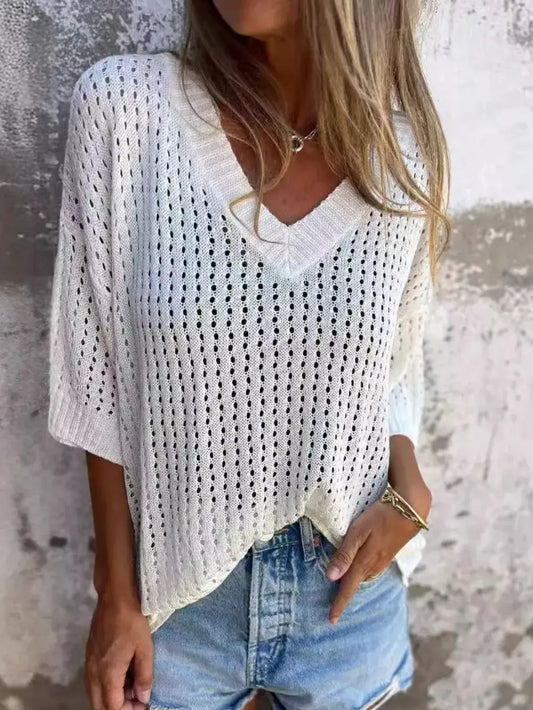 Openwork Cutout Casual Top