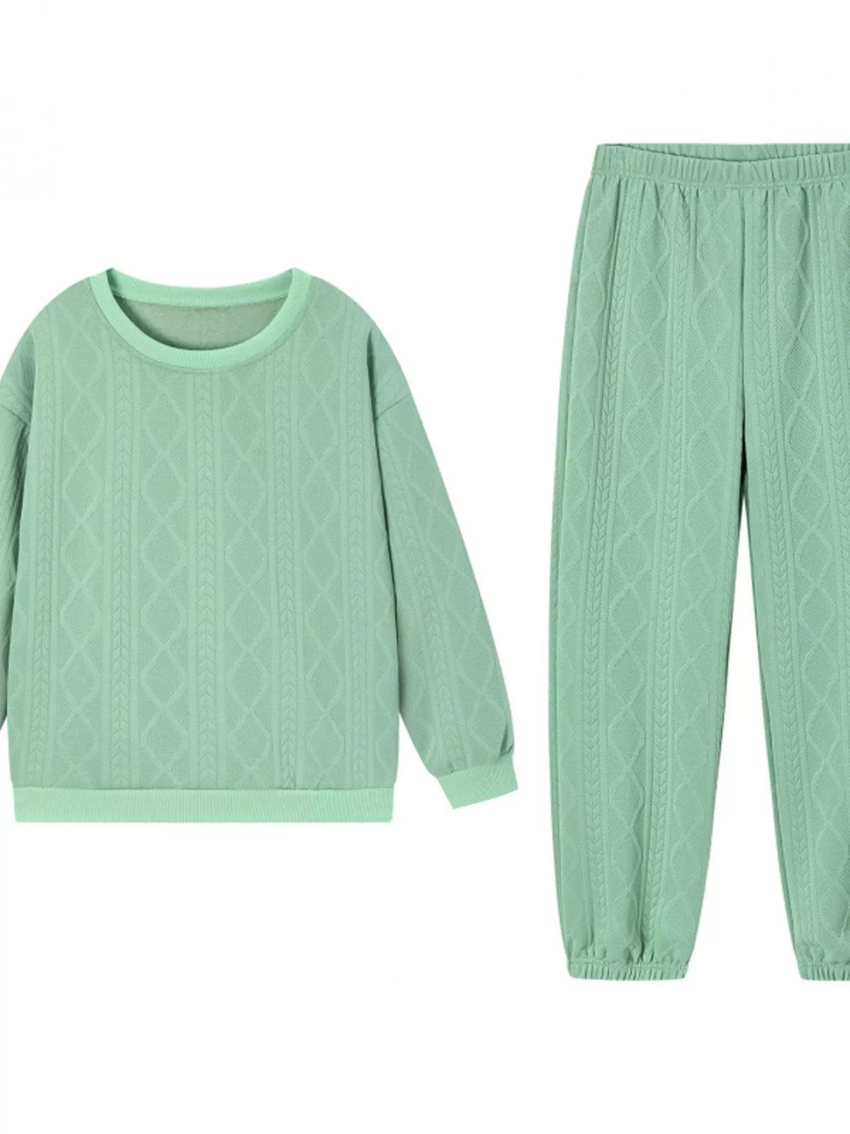 Textured Round Neck Two-Piece Set