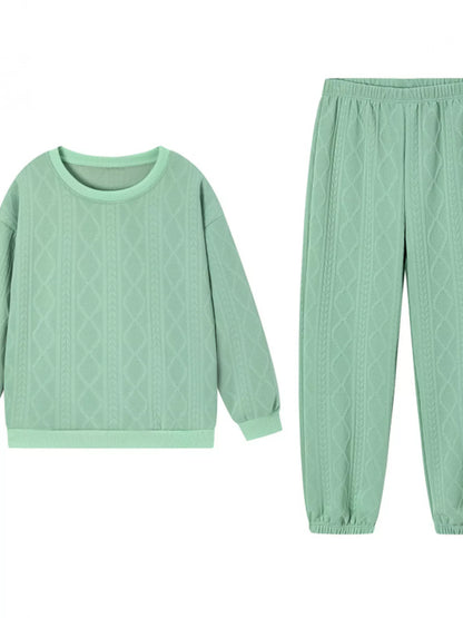 Textured Round Neck Two-Piece Set