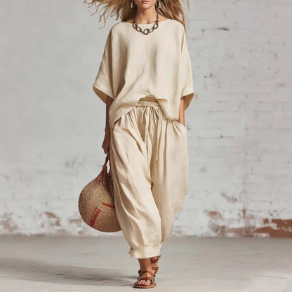 Solid Color Casual Two-Piece Set