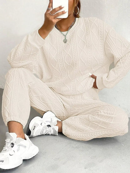 Textured Round Neck Two-Piece Set