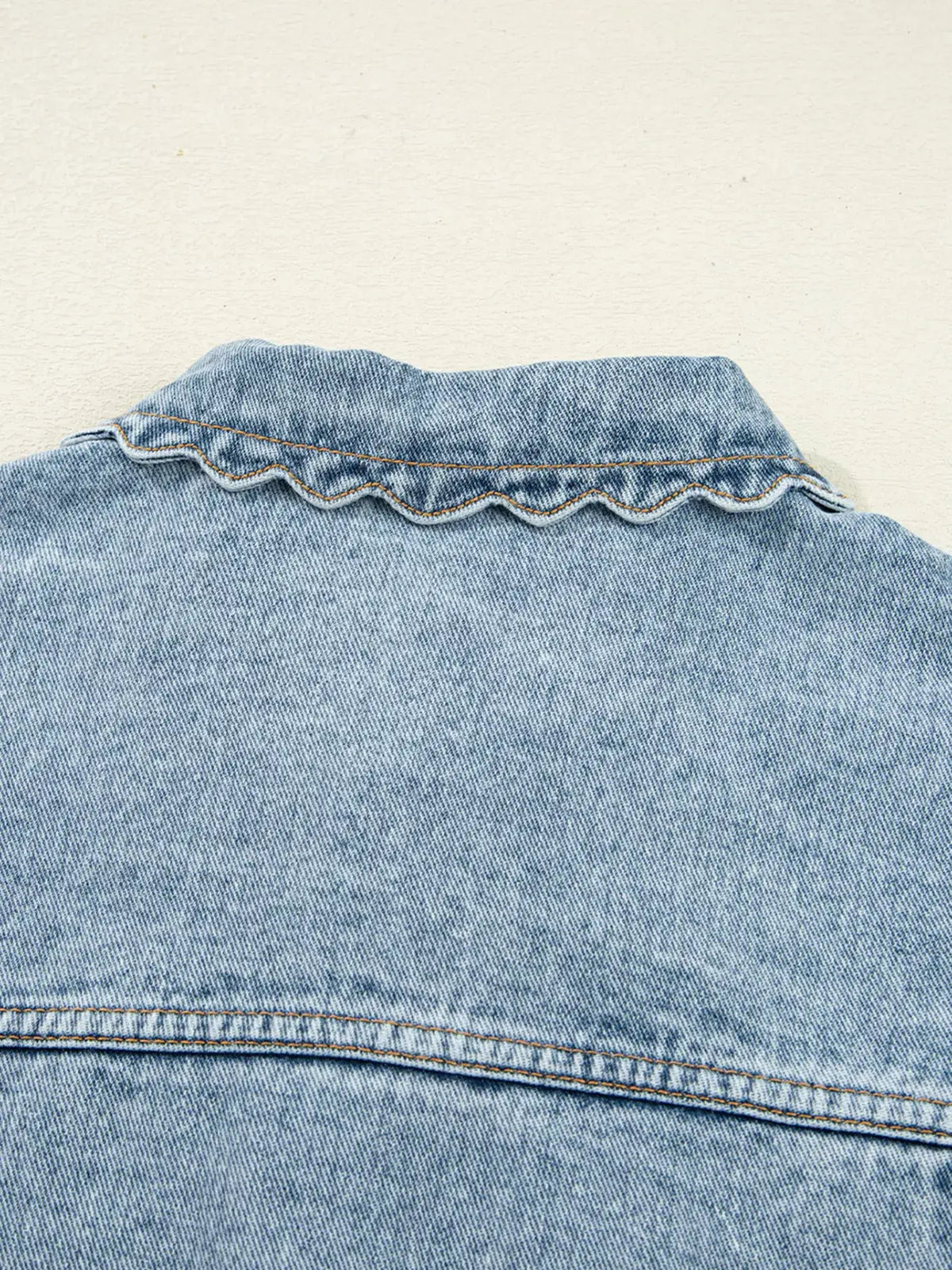 Scallop Trim Pocket Denim Jacket