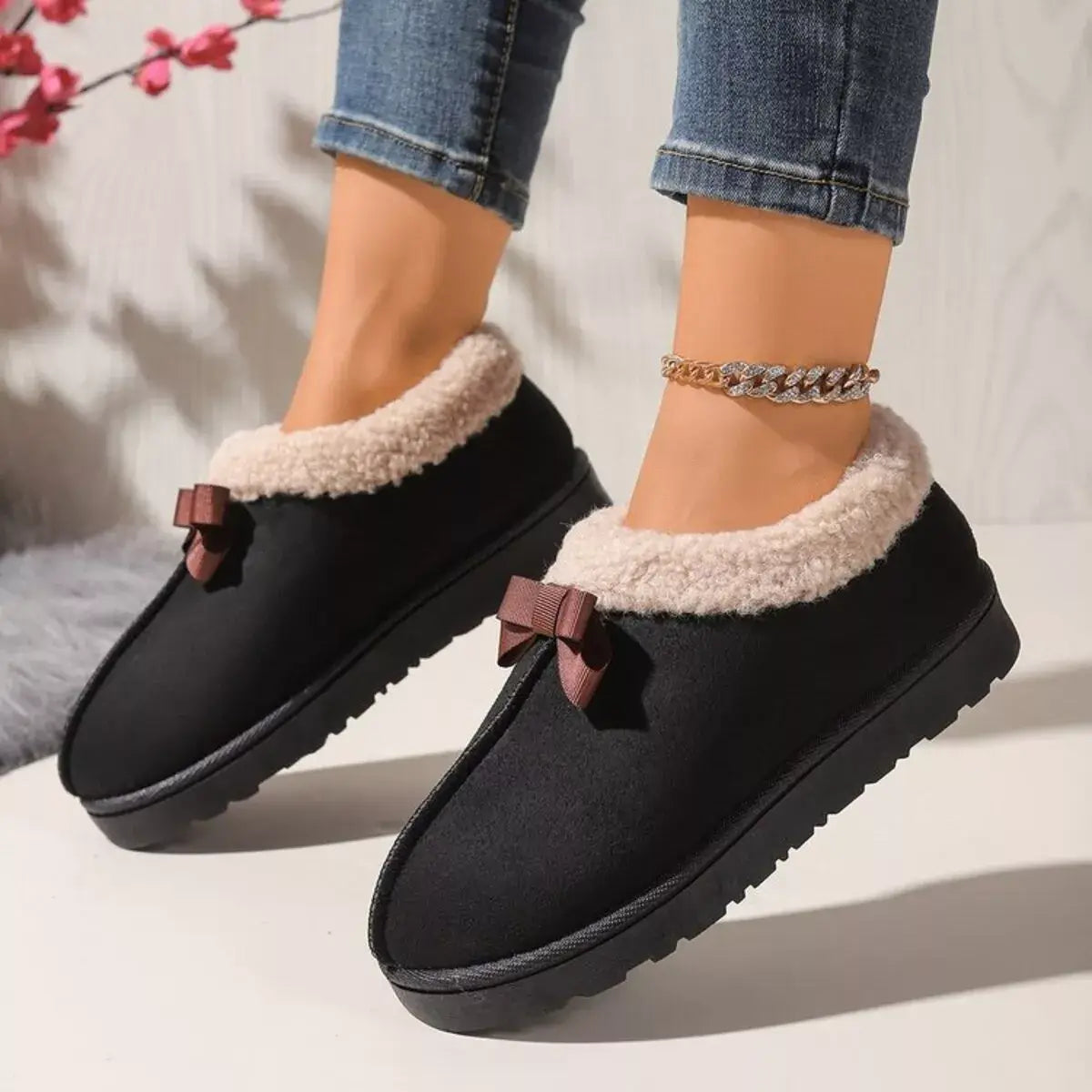 Suede Fluff-Lined Flat Shoes