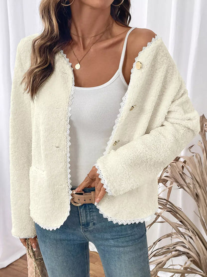 Lace Detail Button-Up Outerwear