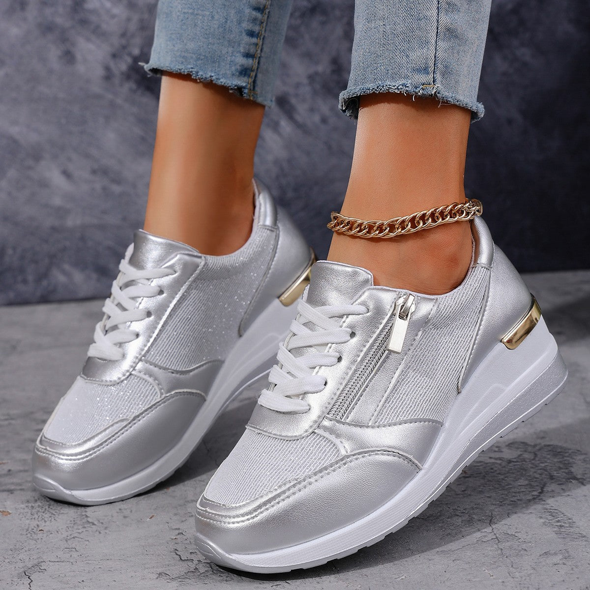 Women’s Lace-Up Side-Zip Sneakers