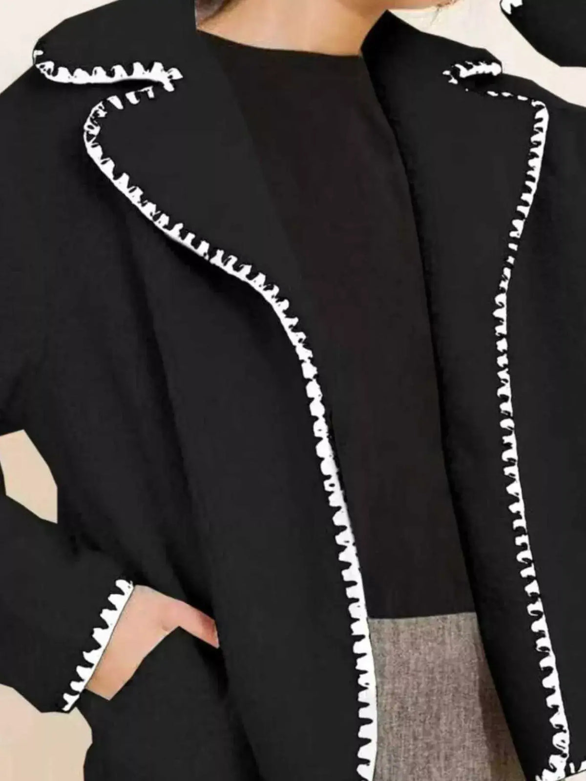 Sherpa Contrast-Trim Button-Up Outerwear