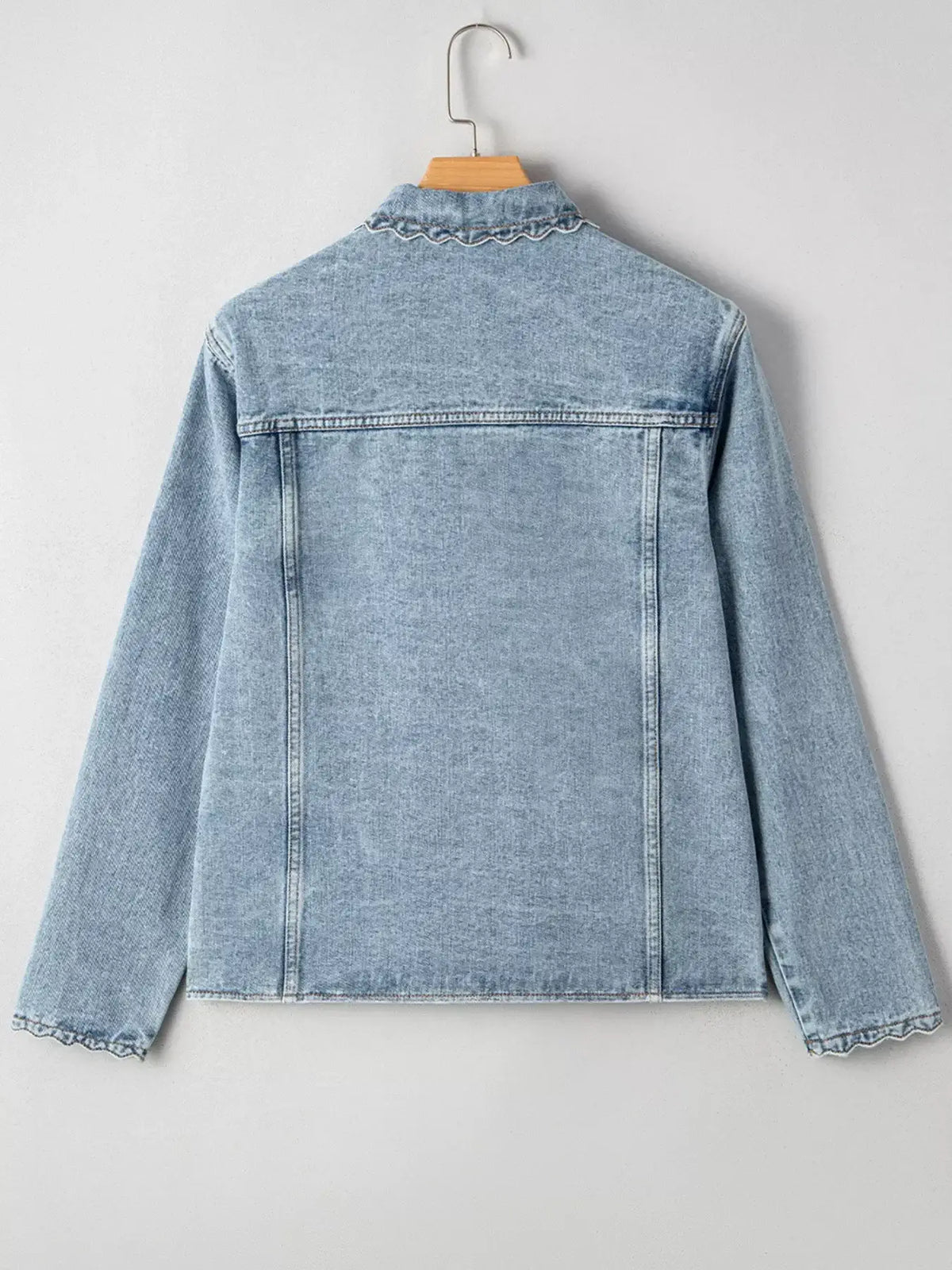 Scallop Trim Pocket Denim Jacket