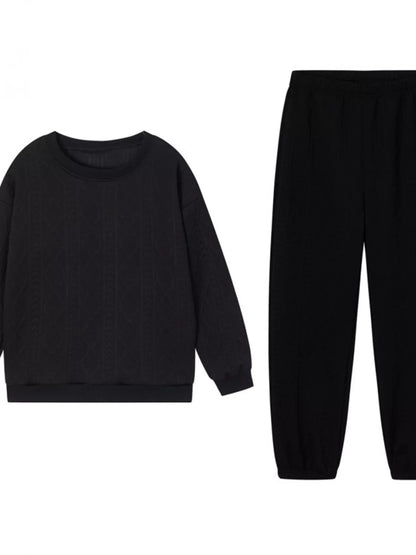Textured Round Neck Two-Piece Set