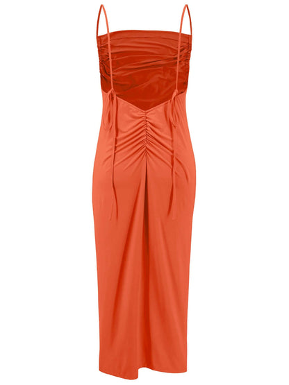 Backless Cowl Neck Cami Dress