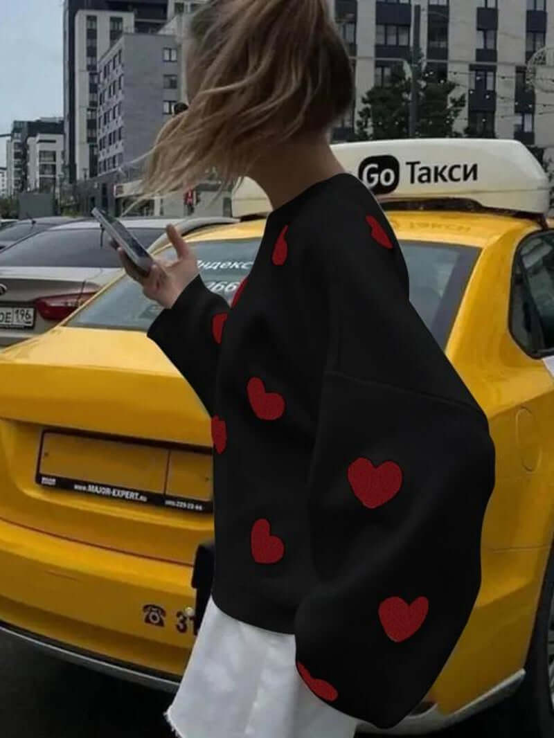 Printed Heart Knitted Sweater