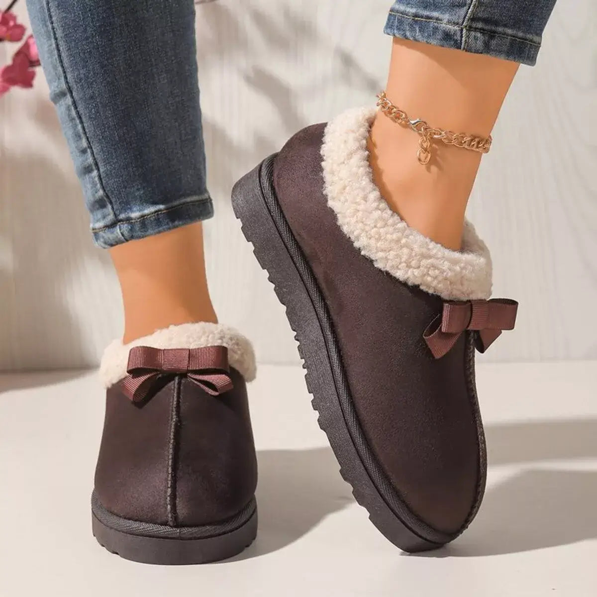 Suede Fluff-Lined Flat Shoes