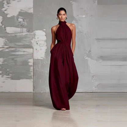 Women's Belted Pleated Jumpsuit