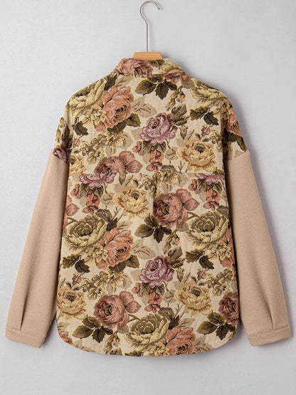 Floral Waffle Knit Patchwork Jacket