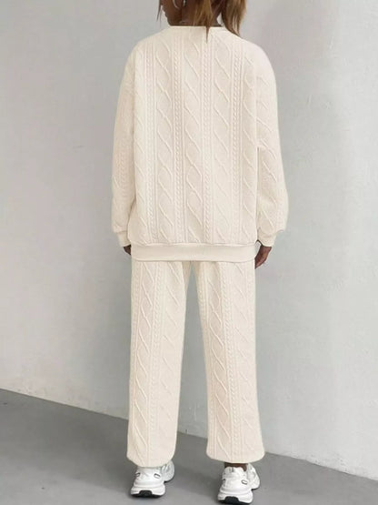 Textured Round Neck Two-Piece Set