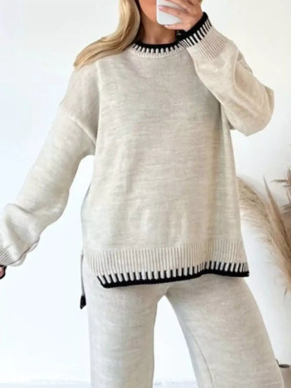 Contrast Trim Knit Two-Piece Set