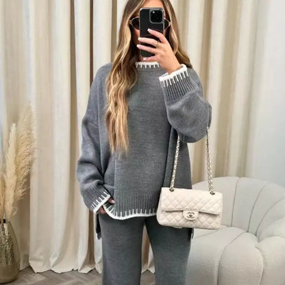 Contrast Trim Knit Two-Piece Set