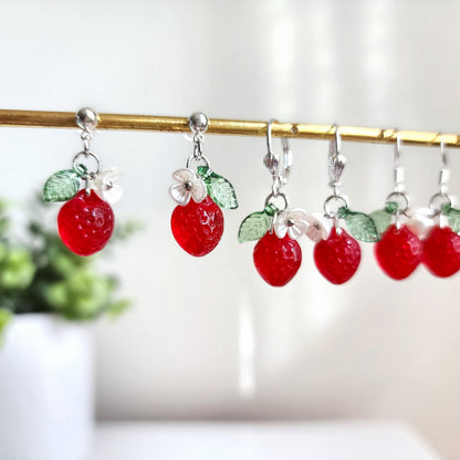 Mini Strawberry Fruit Earrings