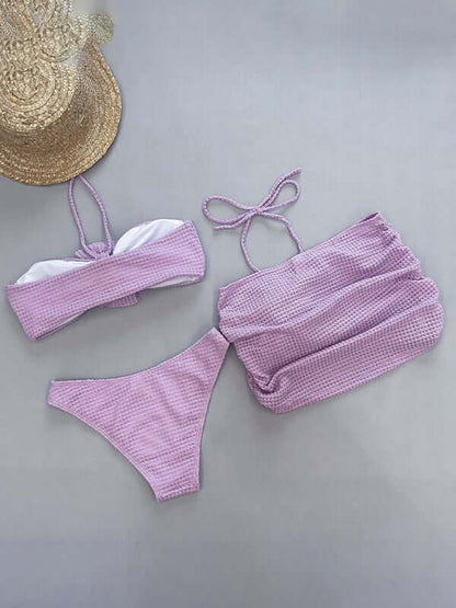 Three-Piece 3D Flower Bikini Set